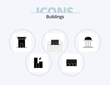 Ilustración de Edificios Glyph Icon Pack 5 Icon Design. edificio. arquitectura. histórico. Monumento. columnas - Imagen libre de derechos