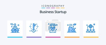 Ilustración de Business Startup Blue 5 Icon Pack Including human. mountain. business. goal. business. Creative Icons Design - Imagen libre de derechos