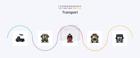 Ilustración de Línea de transporte Lleno plano 5 paquete de iconos incluyendo. camión. Nada. transporte. transporte - Imagen libre de derechos