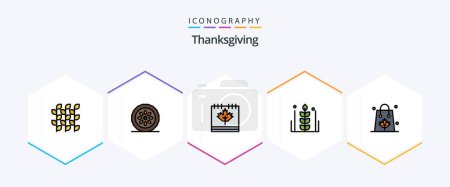 Illustration for Thanksgiving 25 FilledLine icon pack including grain. autumn. kitchen. leaf. canada - Royalty Free Image