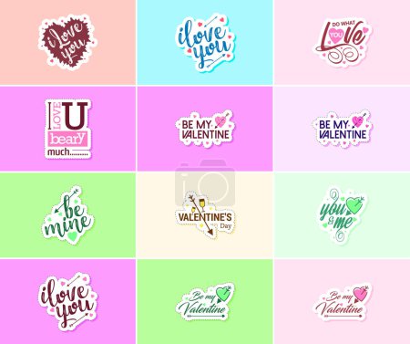 Ilustración de Heartwarming Valentine's Day Typography and Graphics Stickers - Imagen libre de derechos