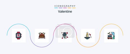 Ilustración de San Valentín línea llena plana 5 paquete de iconos incluyendo el amor. Boda. hablando. Corazón. vela - Imagen libre de derechos