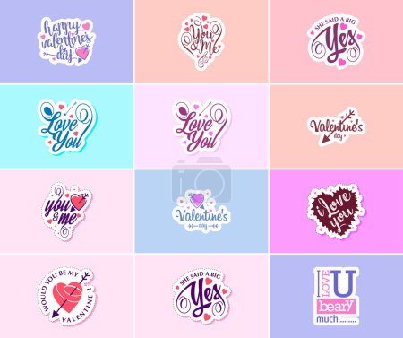 Illustration for Celebrate Your Love with Beautiful Typography and Graphic Stickers - Royalty Free Image