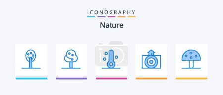 Illustration for Nature Blue 5 Icon Pack Including . vegetable. house. nature. food. Creative Icons Design - Royalty Free Image