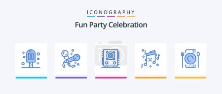 Téléchargez les illustrations : Party Blue 5 Icon Pack Including dinner. cafe. audio. party. birthday. Creative Icons Design - en licence libre de droit