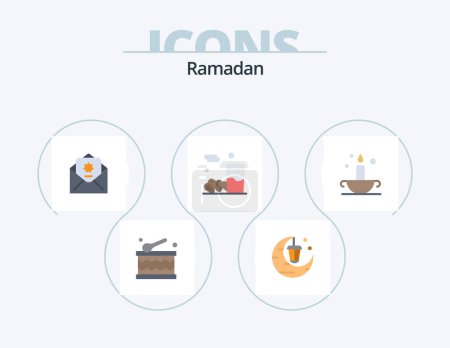 Illustration for Ramadan Flat Icon Pack 5 Icon Design. islam. aladdin. envelope. kareem. food - Royalty Free Image