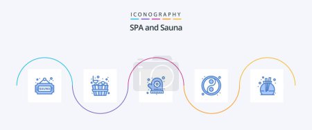 Illustration for Sauna Blue 5 Icon Pack Including . scent. flower. perfume. yin - Royalty Free Image