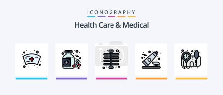 Téléchargez les illustrations : Health Care And Medical Line Filled 5 Icon Pack Including dental. testing. call. organ. checkup. Creative Icons Design - en licence libre de droit