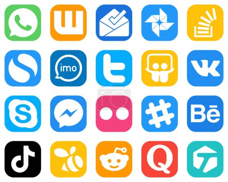 Illustration for All in One Social Media Icon Set 20 icons such as skype. slideshare. simple and tweet icons. Gradient Icon Pack - Royalty Free Image