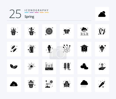 Illustration for Spring 25 Solid Glyph icon pack including plant. garden. flower. bug. butterfly - Royalty Free Image