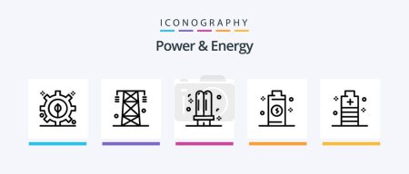 Ilustración de Paquete del icono de la línea 5 de la energía y de la energía incluyendo electricidad. poder. poder. enchufe. poder. Diseño de iconos creativos - Imagen libre de derechos
