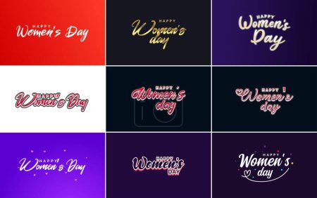 Photo for Pink Happy Women's Day typographical design elements set for greeting cards - Royalty Free Image