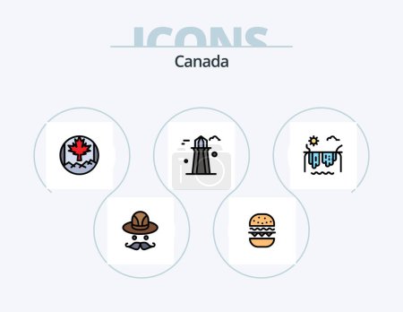 Téléchargez les illustrations : Canada Line Filled Icon Pack 5 Icon Design. laud. canada. food. dome. canada - en licence libre de droit