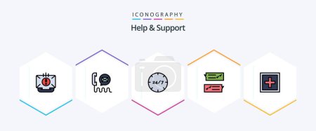 Ilustración de Help And Support 25 FilledLine icon pack including information. help. help. support. help - Imagen libre de derechos