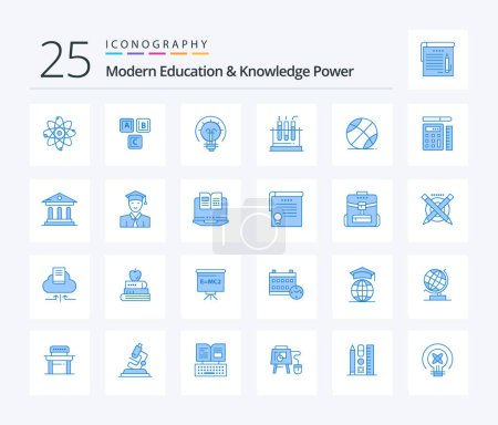 Ilustración de Modern Education And Knowledge Power 25 Blue Color icon pack including ball. lab. knowledge. test. solution - Imagen libre de derechos