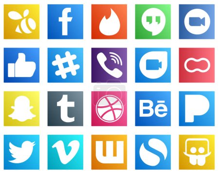 Illustration for All in One Social Media Icon Set 20 icons such as peanut. meeting. rakuten and spotify icons. High quality and modern - Royalty Free Image