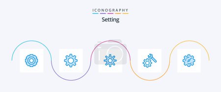 Illustration for Setting Blue 5 Icon Pack Including . setting. gear. gear. wrench - Royalty Free Image