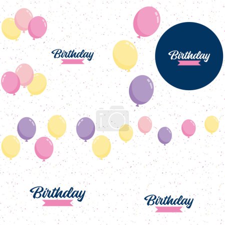 Téléchargez les illustrations : Happy Birthday design with a pastel color scheme and a hand-drawn cake illustration - en licence libre de droit