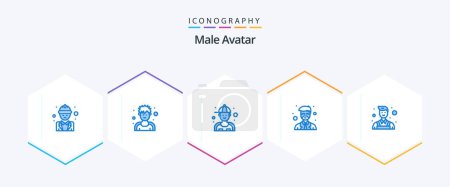 Ilustración de Male Avatar 25 Blue icon pack including decorator. professor. sportsman. master. repair - Imagen libre de derechos