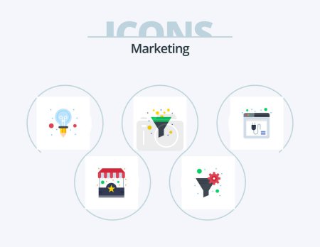 Illustration for Marketing Flat Icon Pack 5 Icon Design. plugin. browser. bulb. sort. filter - Royalty Free Image
