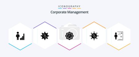 Ilustración de Corporate Management 25 Paquete de iconos de glifos incluyendo medios. internet. producción. habilidades. persona - Imagen libre de derechos