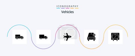 Illustration for Vehicles Glyph 5 Icon Pack Including . important. lorry - Royalty Free Image