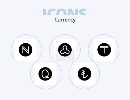 Illustration for Currency Glyph Icon Pack 5 Icon Design. tenge . cryptocurrency. blockchain . - Royalty Free Image