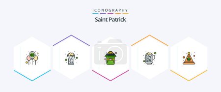 Téléchargez les illustrations : Saint Patrick 25 FilledLine icon pack including wine. beer. cheers. alcohol. irish - en licence libre de droit