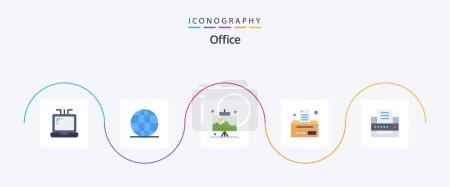 Illustration for Office Flat 5 Icon Pack Including . office. seo. fax. office - Royalty Free Image