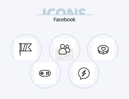 Illustration for Facebook Line Icon Pack 5 Icon Design. sign. feeling. golfball. faint. emoji - Royalty Free Image