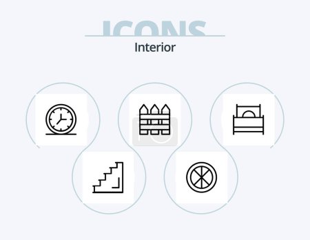 Illustration for Interior Line Icon Pack 5 Icon Design. entrance. interior. light. drawer. boxes - Royalty Free Image
