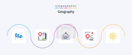Illustration for Geo Graphy Flat 5 Icon Pack Including destination. route. cancel. map. photo - Royalty Free Image
