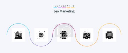 Téléchargez les illustrations : Seo Marketing Glyph 5 Icon Pack Including web. marketing. market. conversion. promotion - en licence libre de droit