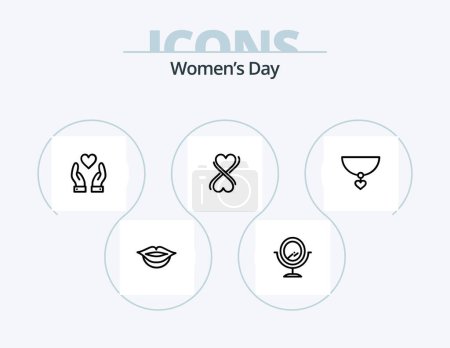 Téléchargez les illustrations : Womens Day Line Icon Pack 5 Icon Design. board. bathroom. email. feminism chat - en licence libre de droit