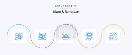 Ilustración de Islam And Ramadan Blue 5 Icon Pack Including ramadan. lantern. ramadan. islam. sweet - Imagen libre de derechos