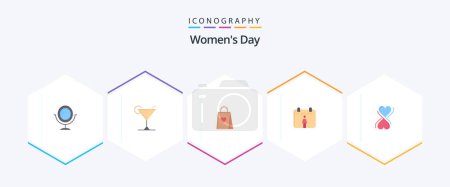Ilustración de Día 25 Paquete de iconos planos para mujer incluyendo día. Las mujeres. Las mujeres. Bolsa. amor - Imagen libre de derechos
