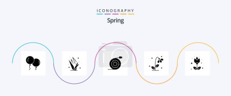 Illustration for Spring Glyph 5 Icon Pack Including flora. spring. flow. nature. floral - Royalty Free Image