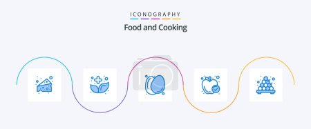 Téléchargez les illustrations : Pack Icône Food Blue 5 Y compris japonais. nourriture saine. oeuf. le repas. pomme - en licence libre de droit