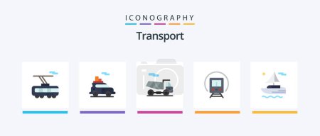 Illustration for Transport Flat 5 Icon Pack Including transport. boat. bike. transport. train. Creative Icons Design - Royalty Free Image