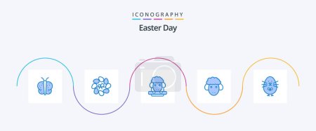 Ilustración de Easter Blue 5 Icon Pack Including . happy. easter. baby. chicken - Imagen libre de derechos