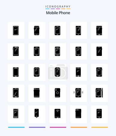 Illustration for Creative Mobile Phone 25 Glyph Solid Black icon pack  Such As mobile. phone. back side. signals. mobile - Royalty Free Image
