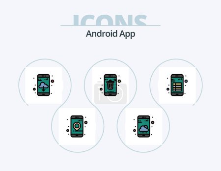 Illustration for Android App Line Filled Icon Pack 5 Icon Design. user. interface. date. app. phone - Royalty Free Image