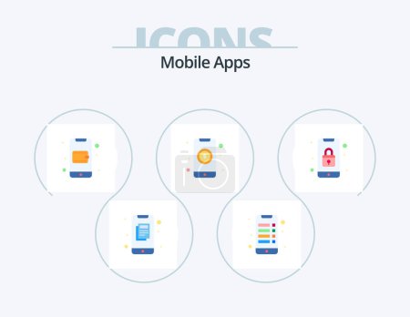 Téléchargez les illustrations : Mobile Apps Flat Icon Pack 5 Icon Design. app. money. application. currency. app - en licence libre de droit