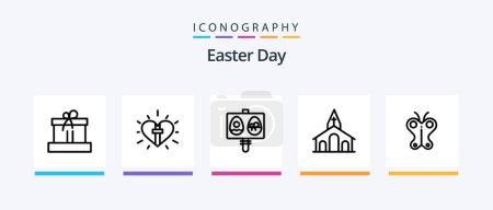 Ilustración de Paquete de iconos de Easter Line 5 Incluyendo vacaciones. Un regalo. Pascua. Huevo. Cristiano. Diseño de iconos creativos - Imagen libre de derechos
