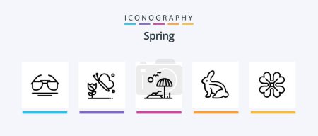 Ilustración de Spring Line 5 Icon Pack Including apple tree. tree. christmas. spring. flower. Creative Icons Design - Imagen libre de derechos