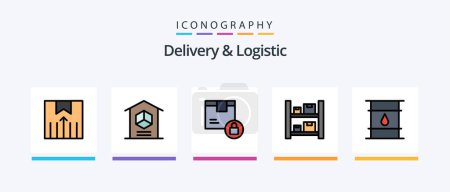 Téléchargez les illustrations : Delivery And Logistic Line Filled 5 Icon Pack Including logistic. box. product. product. delivery. Creative Icons Design - en licence libre de droit