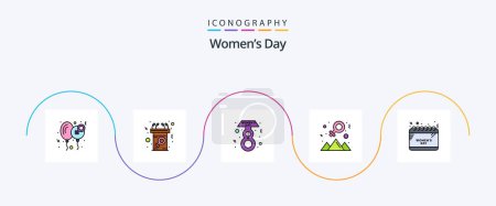 Illustration for Womens Day Line Filled Flat 5 Icon Pack Including calendar. outstanding. message. happy. day - Royalty Free Image