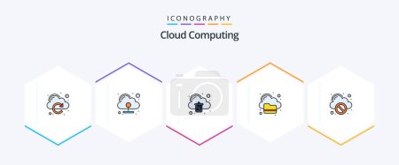 Ilustración de Cloud Computing 25 Paquete de iconos de FilledLine, incluida la nube. nube. sincronizar. computación - Imagen libre de derechos