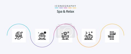 Ilustración de Spa y Relax Line 5 Icon Pack Incluye té verde. Té. spa . spa - Imagen libre de derechos