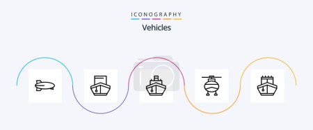 Ilustración de Vehículos Línea 5 Icon Pack Incluyendo vehículos. transporte. vehículos. Un helicóptero. transporte - Imagen libre de derechos